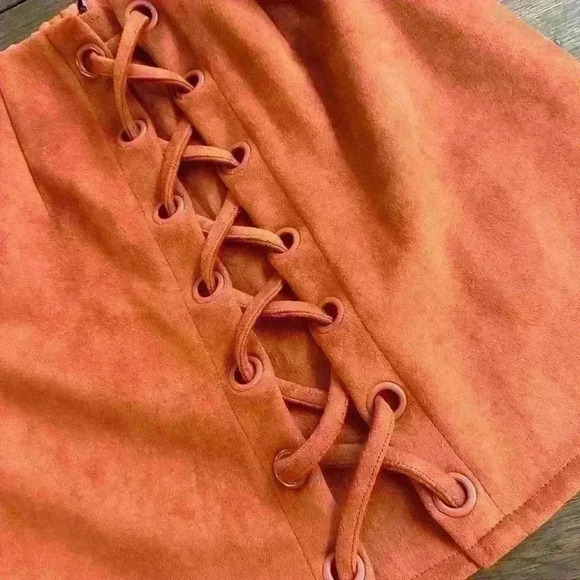 NWT Orange Suede Mini Skirt - Picture 2 of 3